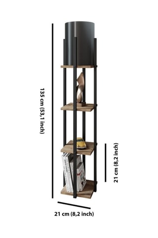 Lampadaire - Noir et naturel - 45 à 60 W - 135 cm
