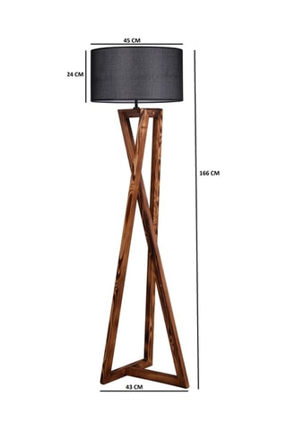 Lampadaire en bois - Naturel et noir - 60 W