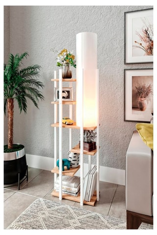 Lampadaire Vogue ERH - Blanc et naturel - 60 W