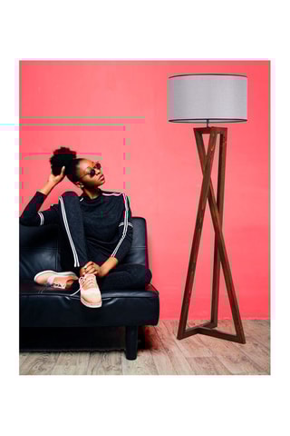 Lampadaire en bois Macka - Blanc - 60 W - 149 cm