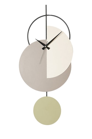 Horloge murale Madeco - 68 x 31 cm - Beige et gris