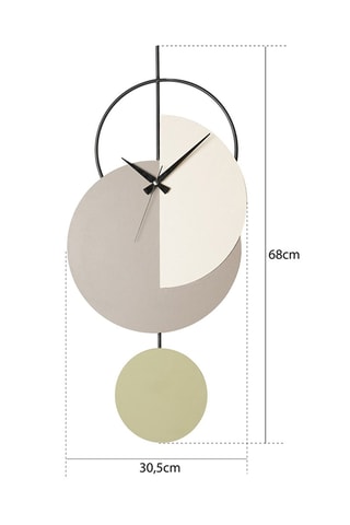 Horloge murale Madeco - 68 x 31 cm - Beige et gris