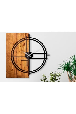 Horloge - 58 x 56 cm - Noir et naturel