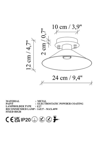 Plafonnier - Vert - 40 W