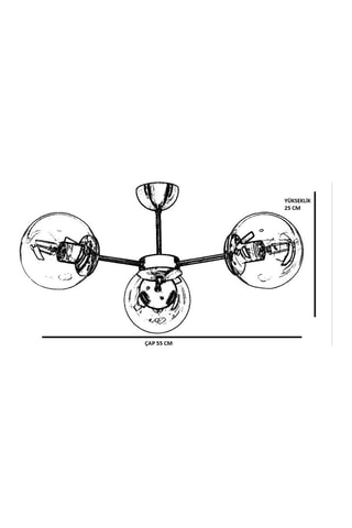 Suspension Venus - Argenté et noir - 3 x 60 W