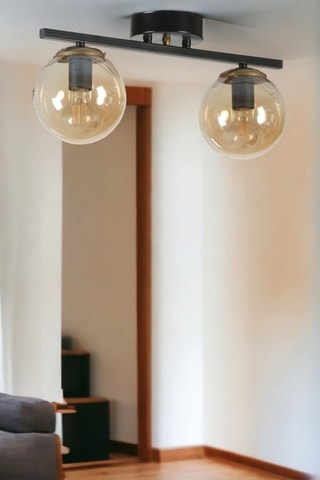 Plafonnier Yeni Can 2 - Noir et doré - 2 x 60 W