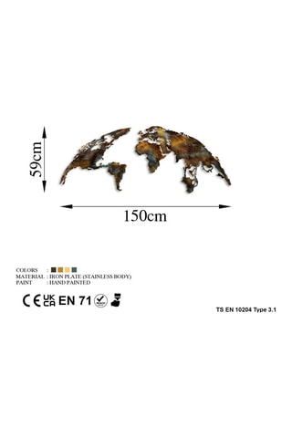 Décoration murale Wold Map Medium 3 - 150 x 59 cm - Marron