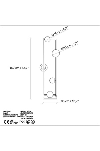 Lampadaire - Doré - 5 x 40 W