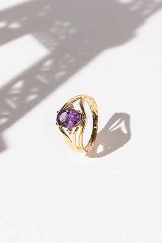 Bague Manaus  - Geelgoud, Amethist en Diamant