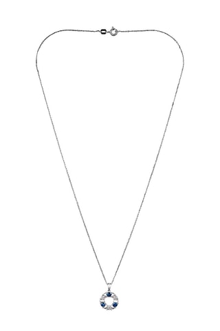 Hanger Port Royal Witgoud, Saffieren en Diamant 0,05 Karaat/12