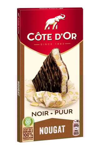 8 x Tablette Côte d'Or Fourrée chocolat noir et nougat - 130 g