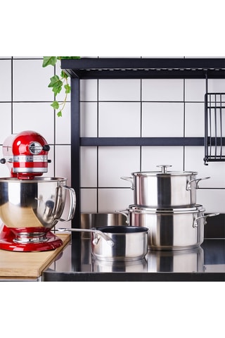 3 casseroles en acier inoxydable et 2 couvercles  - 16, 20 et 24 cm - Kitchenaid