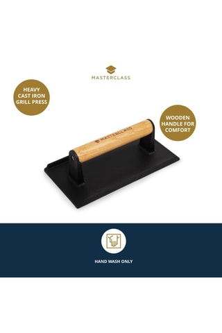Presse à griller en fonte et bois - 21 x 6,5 x 11 cm - Masterclass