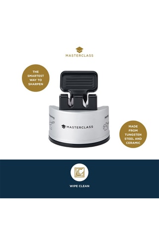 Aiguiseur de couteaux double Smart Sharp en acier inoxydable et céramique - 6 x 6,5 cm - Masterclass