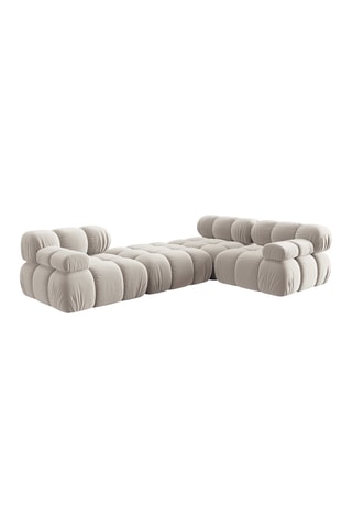 Canapé modulable Tropea - Beige clair - 4 places - Tissu toucher velours