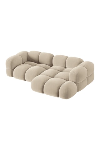 Canapé d’angle droit Loretto - Beige clair - 3 places - Toucher velours