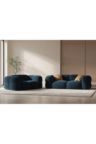 Canapé Loretto - Bleu pétrole - 2 places - Toucher velours