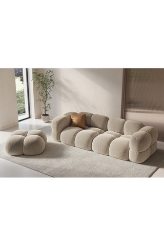 Canapé Lionel - Beige clair - 4 places - Tissu velours