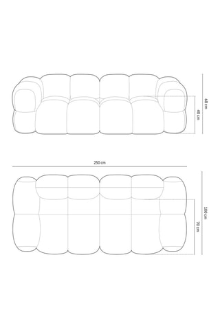 Canapé Loretto - Bleu pétrole - 4 places - En tissu velours