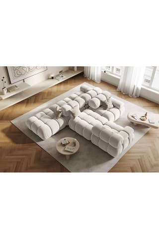 Chauffeuse droite Tropea - Beige clair - 4 places - Toucher velours