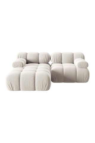 Canapé d'angle gauche modulable Tropea - Beige clair - 3 places - Toucher velours