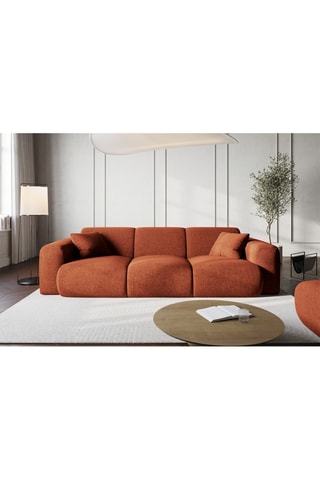 Canapé Nolio - Rouge brique - 3 places - En tissu chenille - Toucher soie