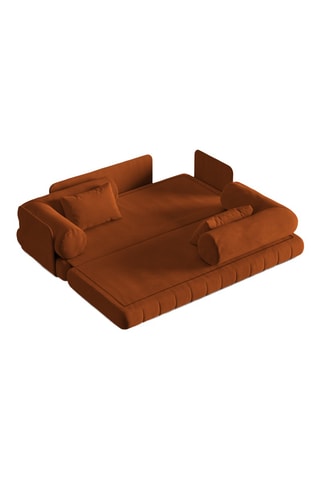 Canapé convertible Daisy - Rouge brique - 3 places - En tissu velours