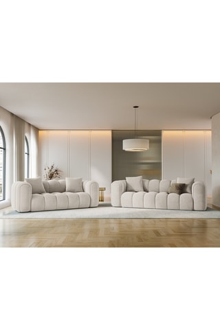 Canapé Arden - Ecru - 3 places - Tissu velours côtelé