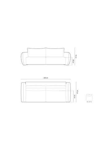 Canapé convertible Vanda - Beige clair - 3 places - En tissu chenille