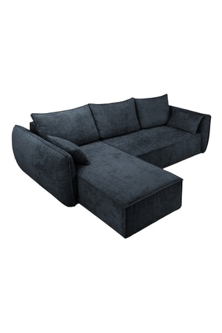 Canapé d’angle gauche convertible Vanda - Bleu roi - 4 places - En tissu chenille