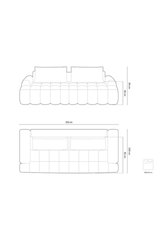 Canapé convertible Orchid - Bleu pétrole - 4 places - En tissu velours