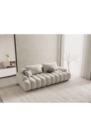 Canapé convertible Orchid - Beige - 4 places - En tissu structurel