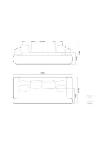 Canapé convertible Maria - Beige - 3 places - Tissu structurel