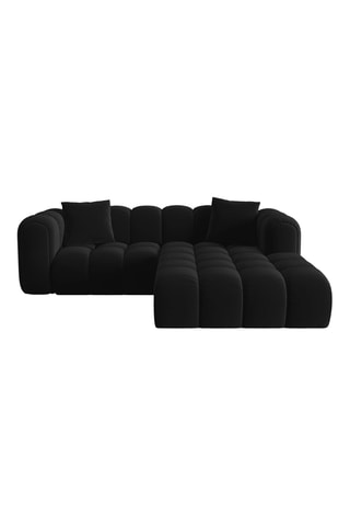Canapé d'angle droit modulaire Astro - Noir - 3 places - En tissu velours