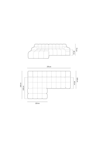 Canapé d’angle gauche Agave - Bleu marine - 3 places - En tissu velours
