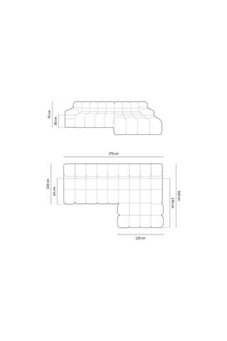 Canapé d’angle droit Agave - Bleu marine - 3 places - En tissu velours