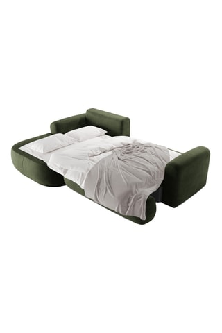 Canapé d’angle gauche modulable convertible Maria - Vert - 5 places - En tissu velours