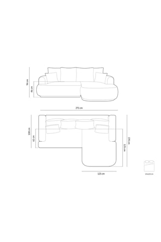 Canapé d’angle droit modulable convertible Maria - Bleu foncé - 5 places - En tissu structurel