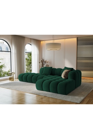Canapé d’angle droit modulaire Arden - Vert bouteille - 4 places - En tissu velours