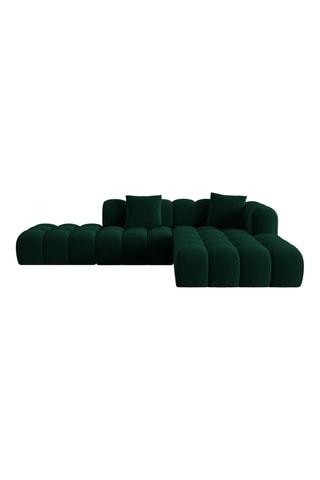 Canapé d’angle droit modulaire Arden - Vert bouteille - 4 places - En tissu velours