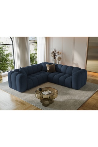 Canapé d'angle symétrique modulaire Arden - Bleu roi - 5 places - En tissu structurel