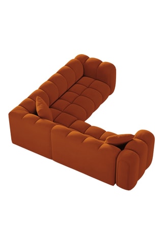 Canapé d'angle symétrique modulaire Arden - Rouge brique - 5 places - En tissu velours