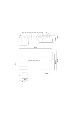 Canapé d’angle gauche panoramique modulaire Arden - Beige - 6 places - En tissu structurel