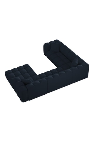 Canapé d’angle gauche panoramique modulaire Arden - Bleu roi - 6 places - En tissu structurel