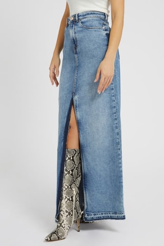 Jupe longue en jean Hidden secret - Bleu cobalt