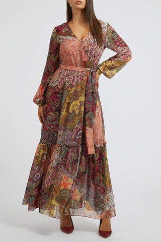 Robe longue - Bordeaux et jaune