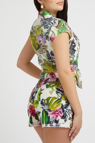 Chemisier noué - Vert et blanc