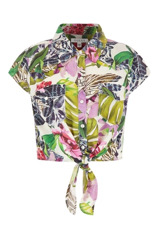 Chemisier noué - Vert et blanc