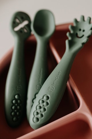 3 cuillères en silicone Take&Match - Vert - A partir de 6 mois