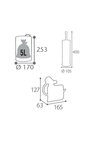 Ensemble salle de bains / toilettes avec poubelle 3L et accessoires